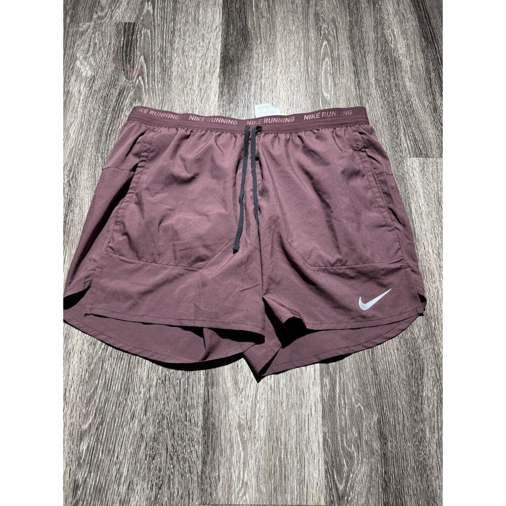 Nike Running Shorts Medium Mens Burgundy Stride Dri- FiT 7" Brief Lined